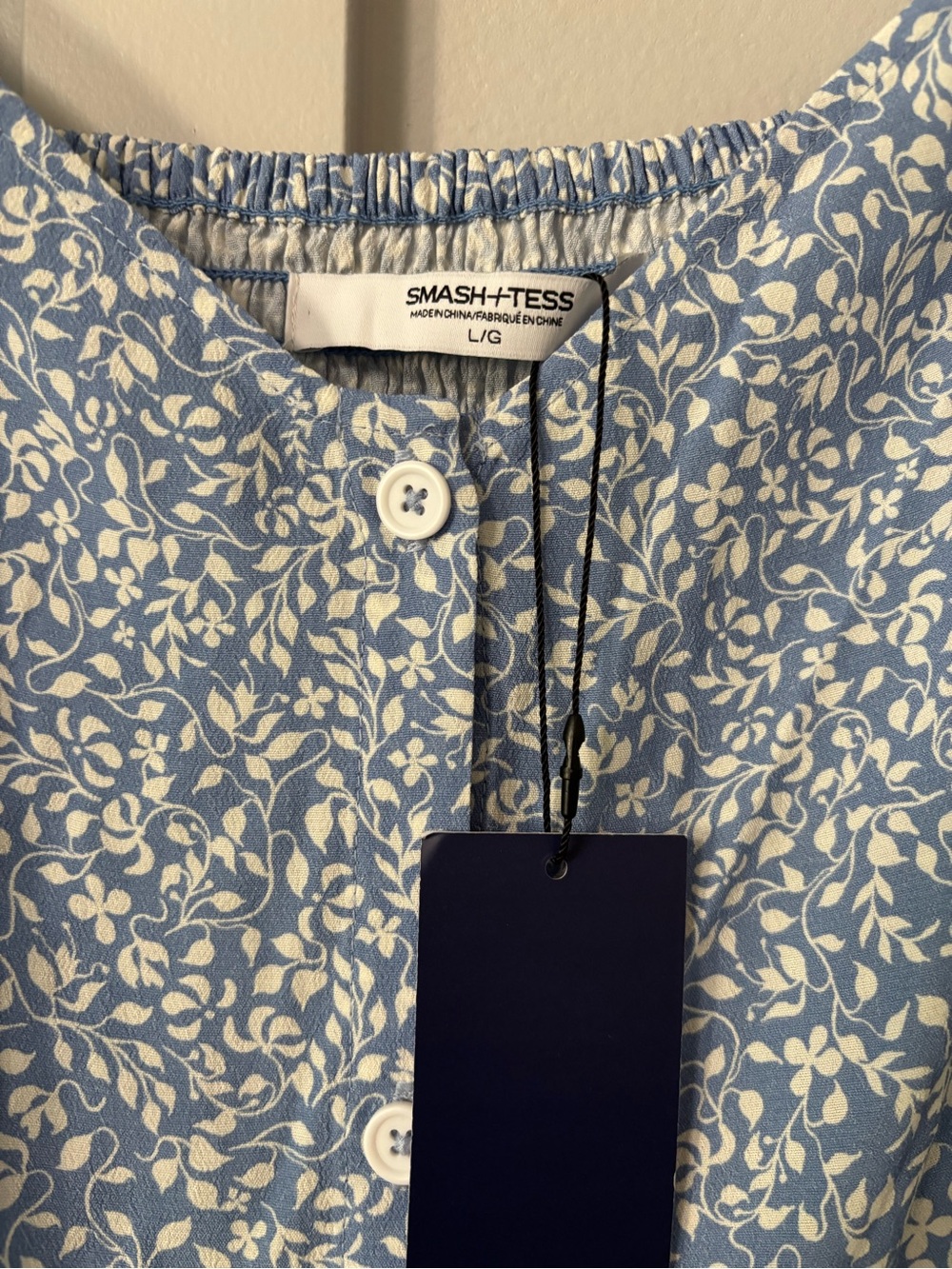 NWT Blue Floral Square-Neck Milkmaid Midi Dress - Picture 4 of 9